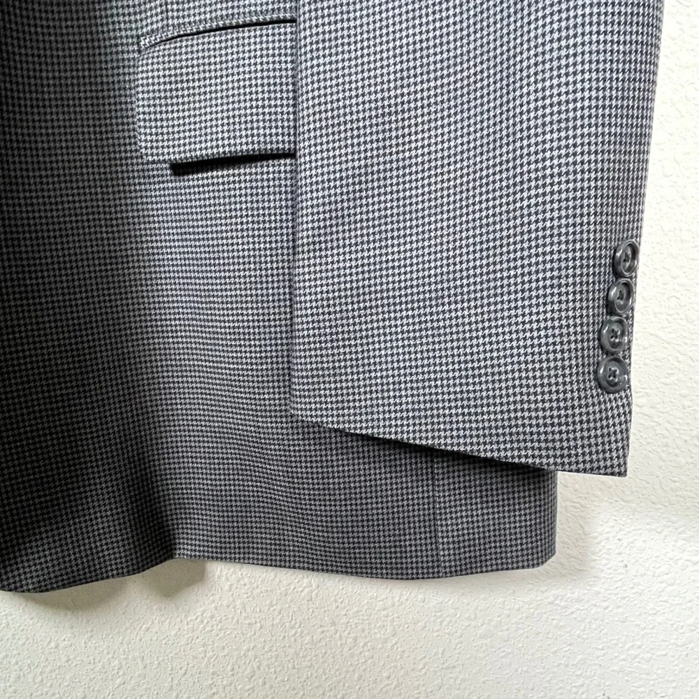 Nautica Blazer Mens 48L Gray Preppy Dark Academia Wool Houndstooth Sport Coat
